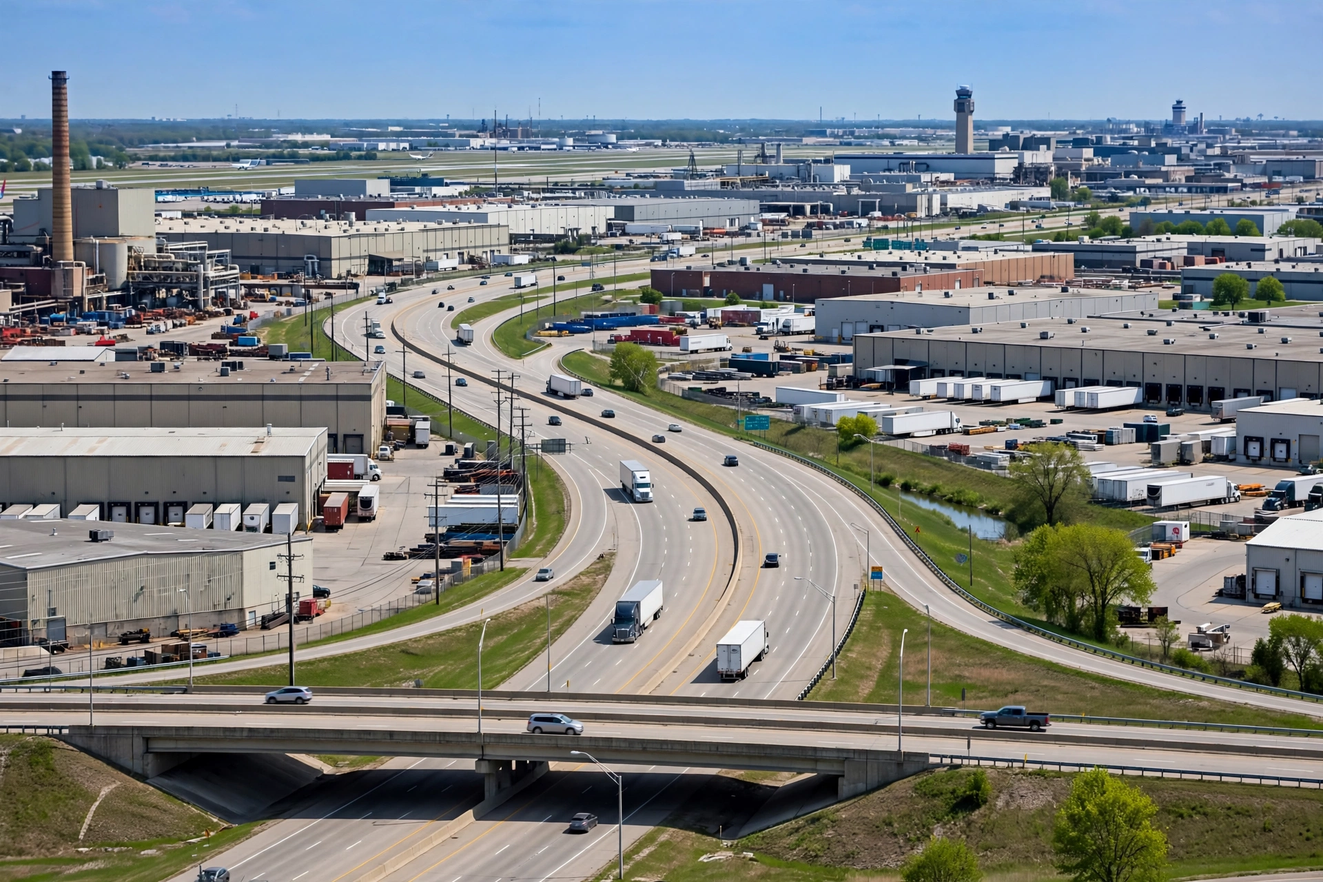 Industrial corridor near Cleveland Hopkins International Airport in Brook Park, Ohio