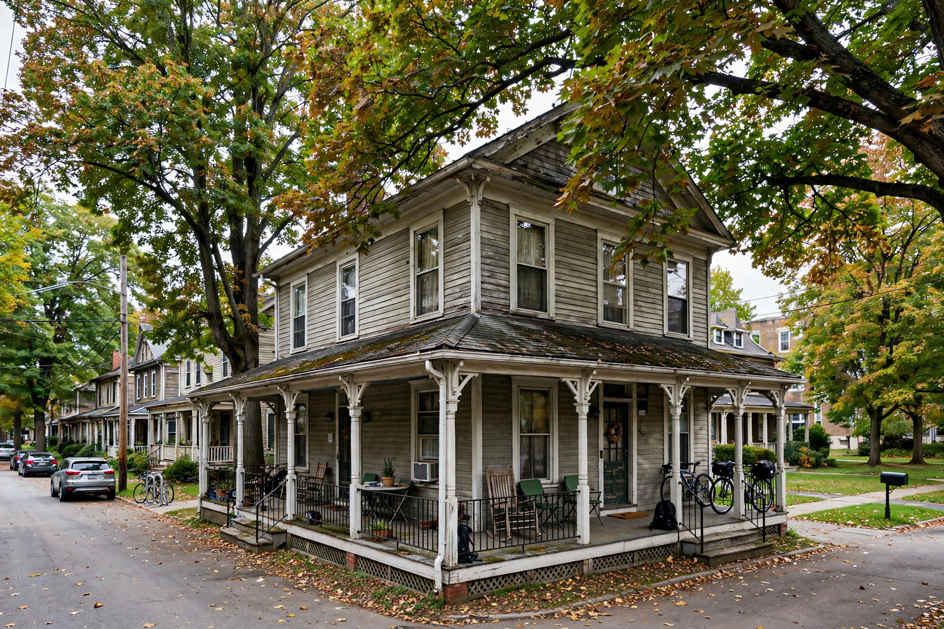 Older rental house near the Kent State University campus with mature trees