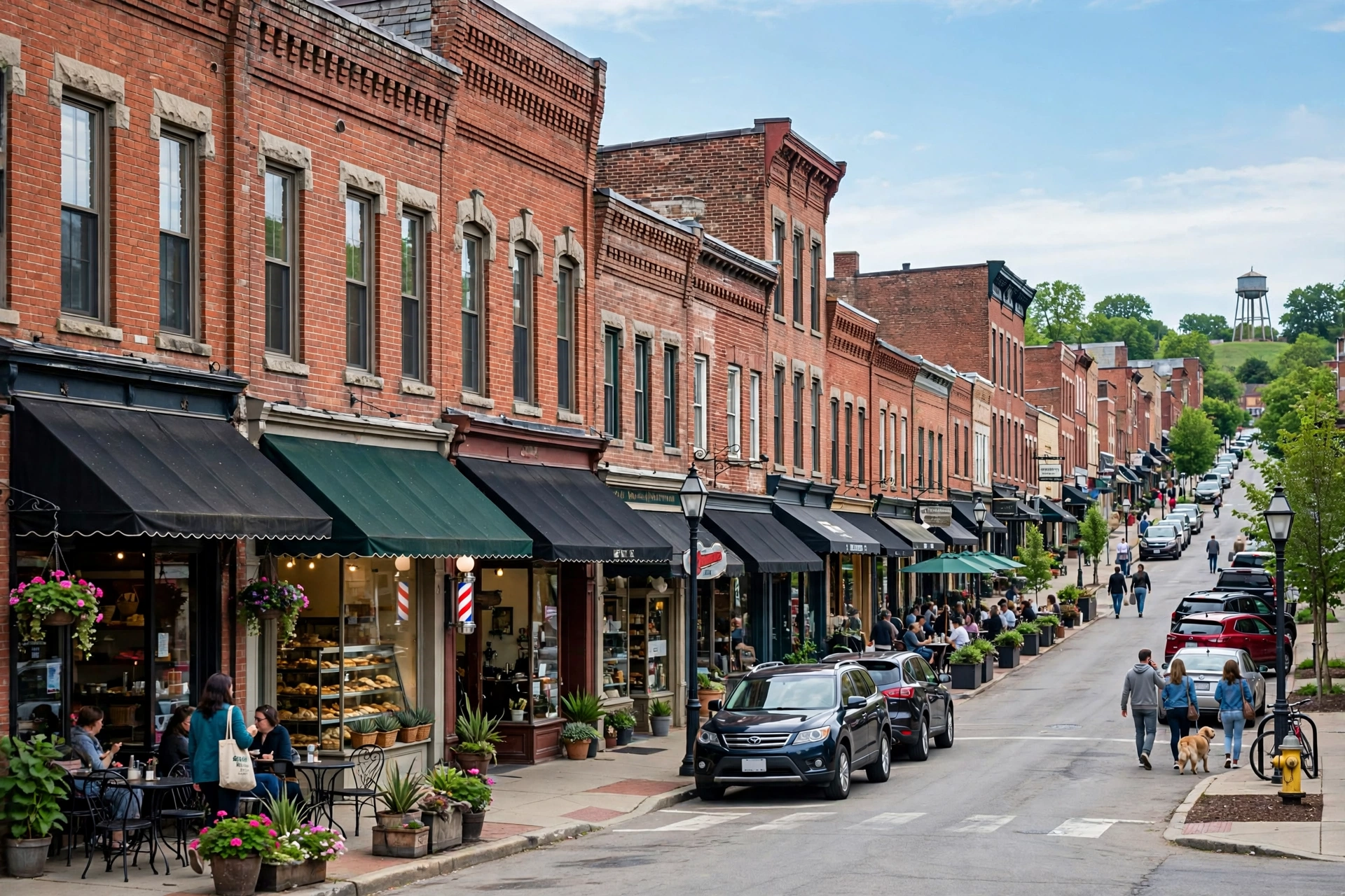 Norwood Ohio commercial strip along Montgomery Road with local shops and restaurants